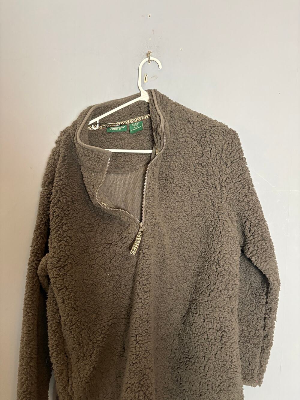 Stillwater Supply Co Mens Gray Sherpa Quarter Zip Pullover XL